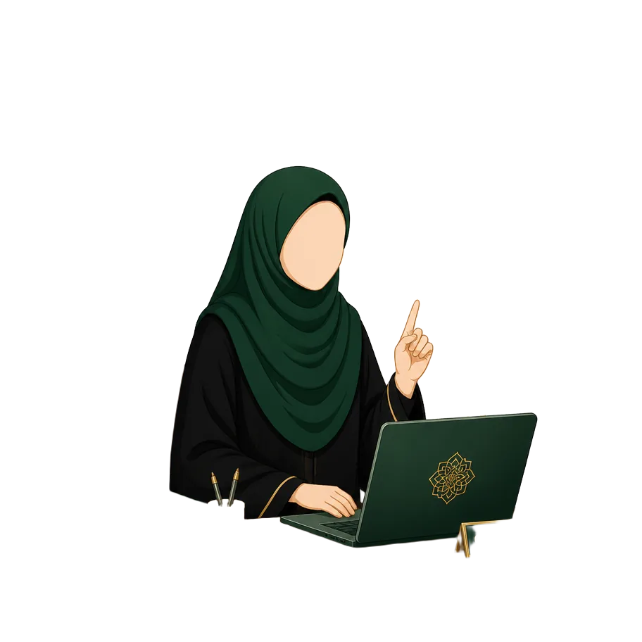 A female Aalimah teacher teaching online